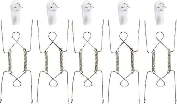 uxcell 5pcs Plate Hanger, 6 Inch Stainless Steel Invisible Wall Plate Hangers with Wall Decorative Hooks and Tip Protectors for Decorative Plates and Art, Silver