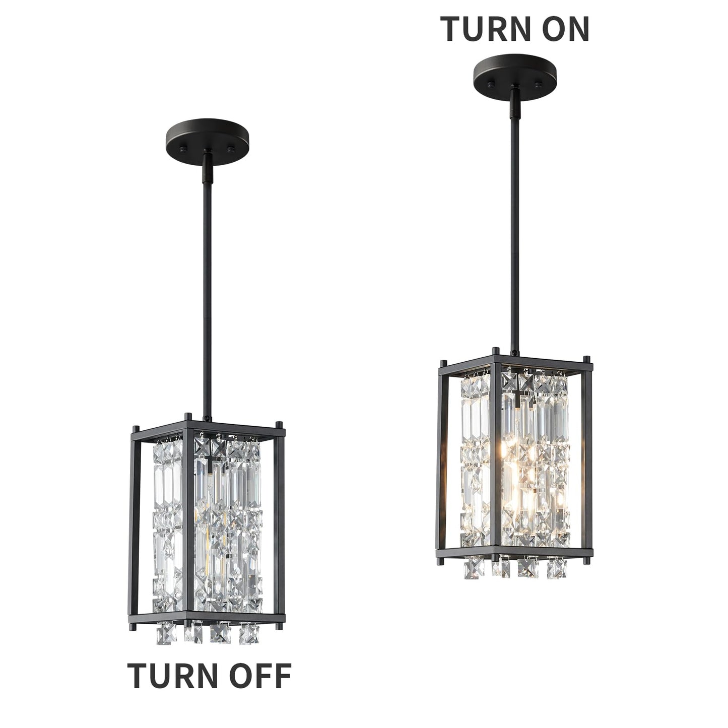 Lmqnine Kitchen Island Chandelier - Black Metal Pendant Light, Square 1-Light, Industrial Farmhouse Design For Dining Room And Hallway