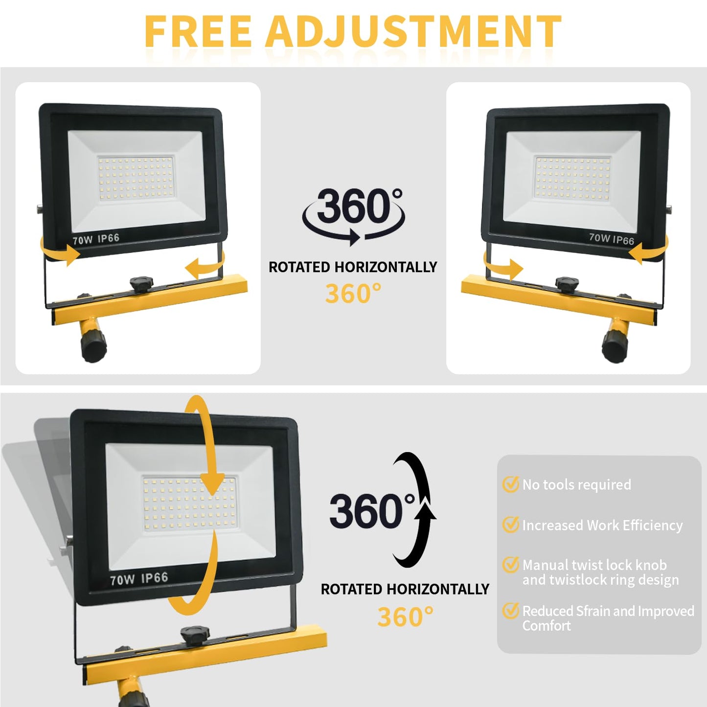 Jefedana Led Light Work Stand: 21000Lm Portable Lighting For Job Site  Construction & Garage Workshop