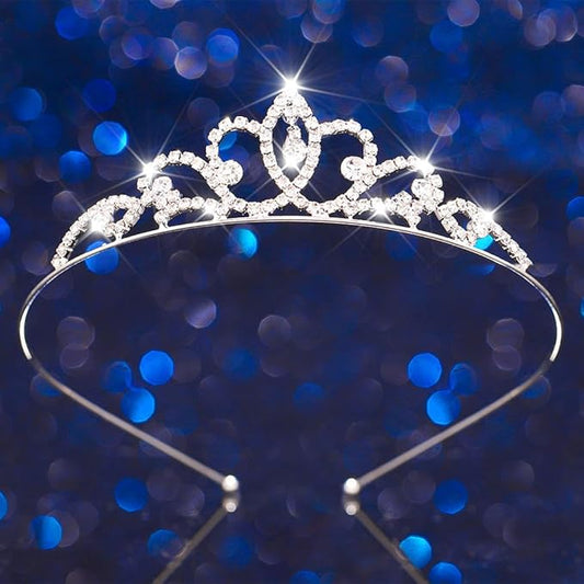Kilshye Silver Rhinestone Tiara Princess Tiaras and Crowns Crystal Wedding Headband for Girls (Silver)