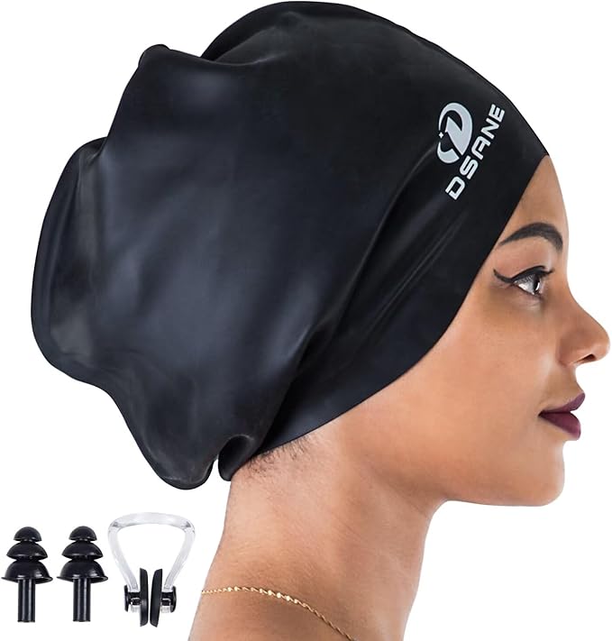 Dsane Extra Large Swimming Cap for Women and Men,Special Design Swim Cap for Very Long Thick Curly Hair&Dreadlocks Weaves ...