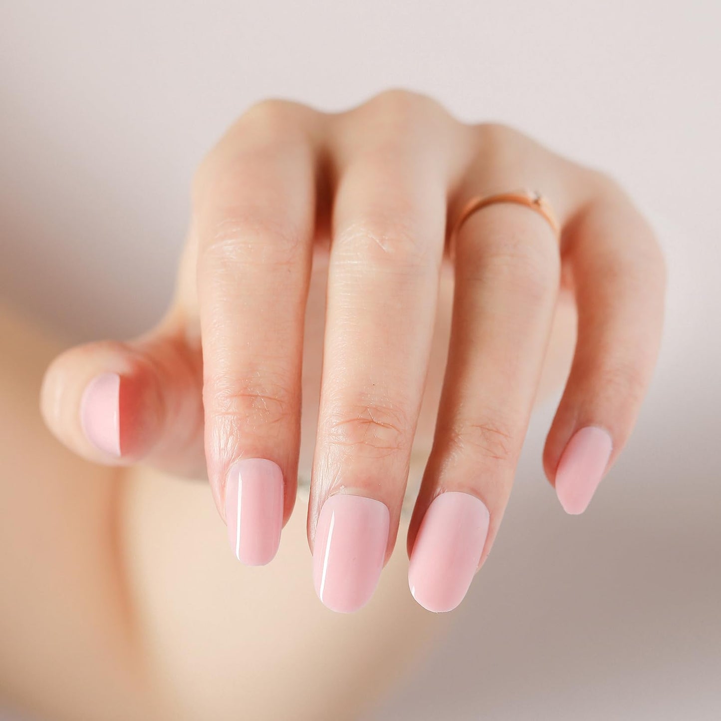MRSCOL Press on Nails-Pink,30 Pcs Oval Press On Nails,Press On Nails Short Reusable 15 Sizes - 30 Nail Kit with Glue