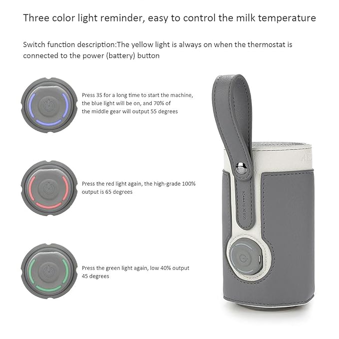 GOTOTOP Bottle Warmer Bag Portable Baby Bottle Warmer Leather Three Gears Adjustable Heated Bottle Bag Car Portable Thermostat Heating Cup Cover (a)