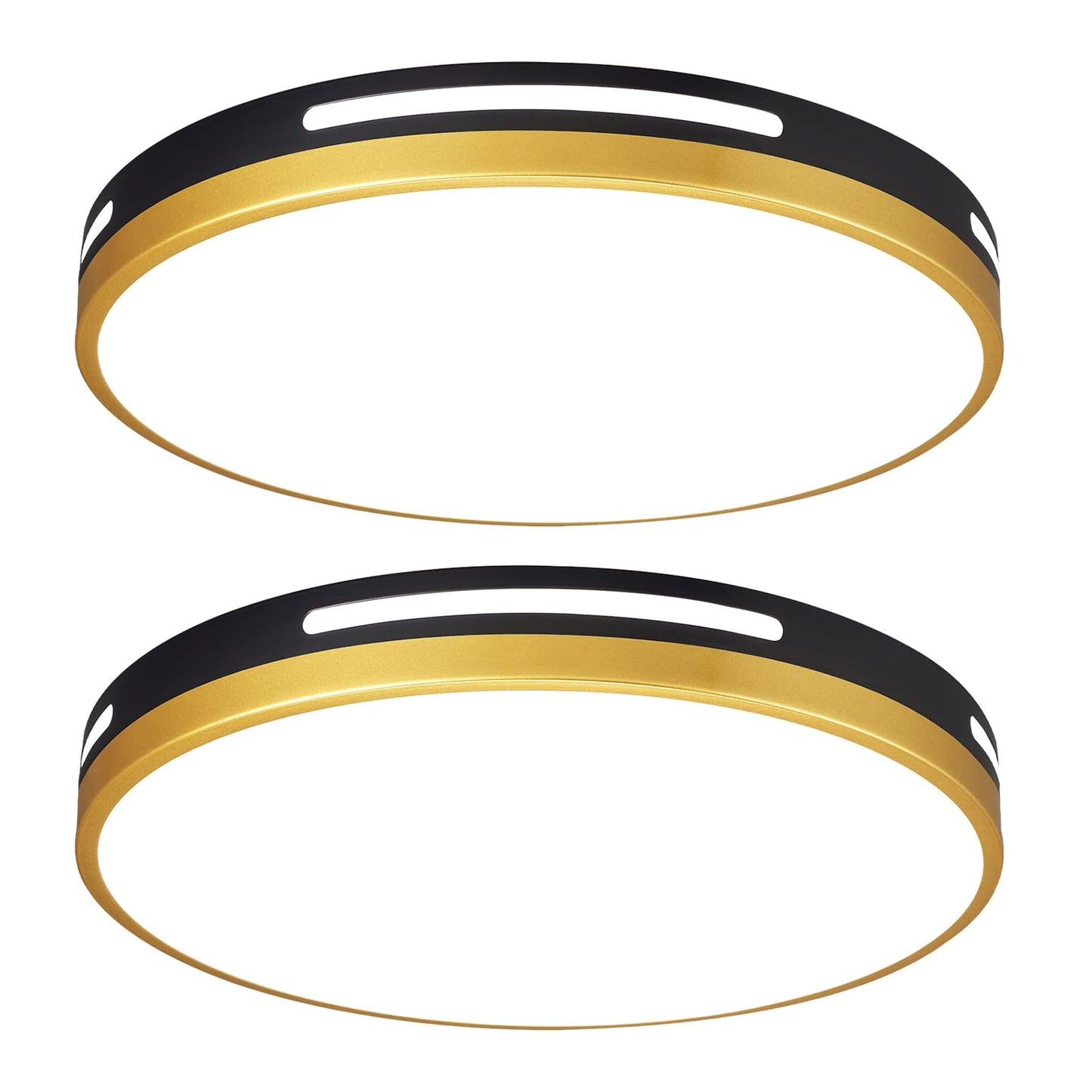 Wheatronic LED Flush Mount Ceiling Light Fixture, 15·36W, Dimmable, Black and Gold, Model C3, 2-Pack