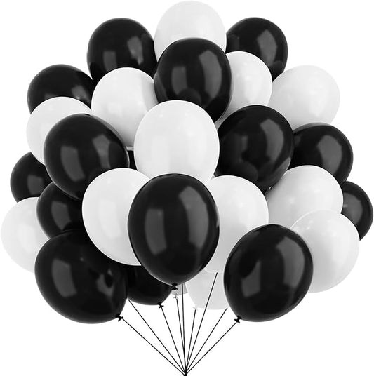 Black and White Balloons, 67pcs 12 Inch White Black Thickened Latex Balloons for Birthday, Anniversary, Wedding, Graduatio...
