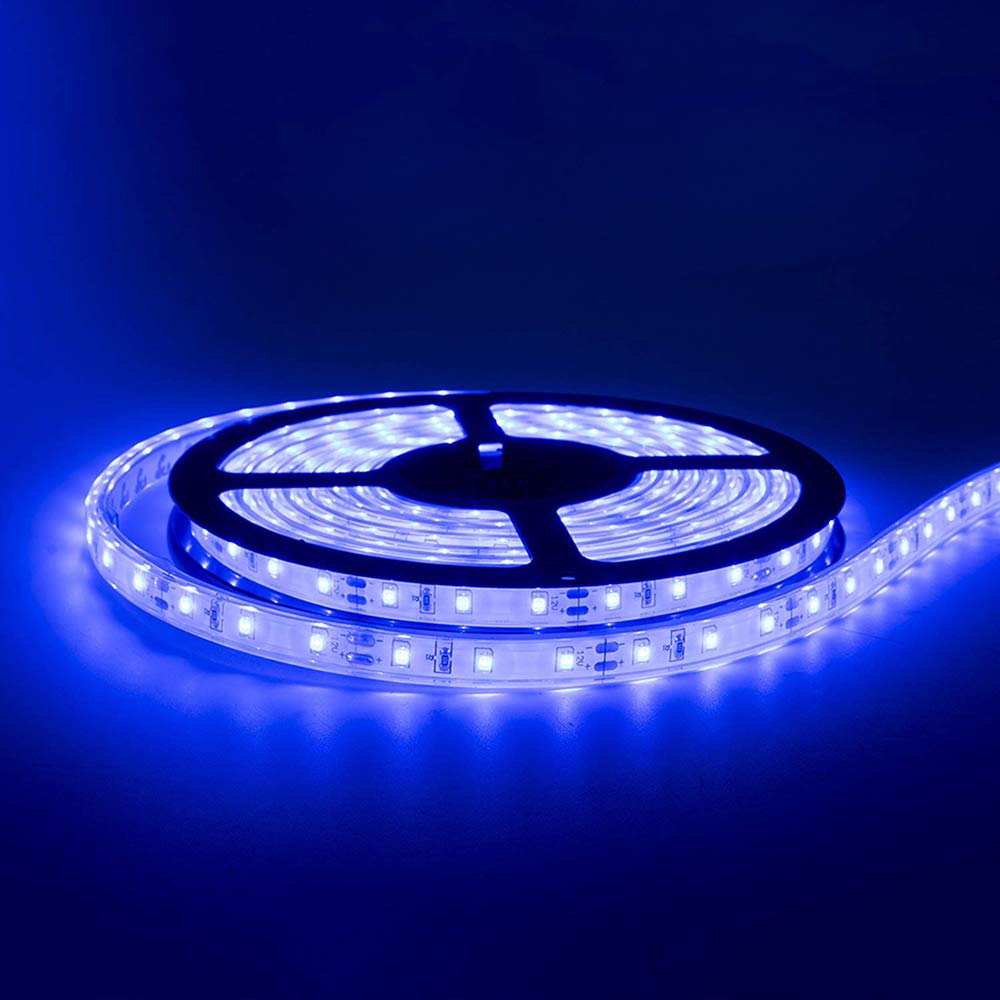 Velain 12V LED Strip Light, 16.4ft Waterproof Flexible Rope Light, 300 LEDs, Blue