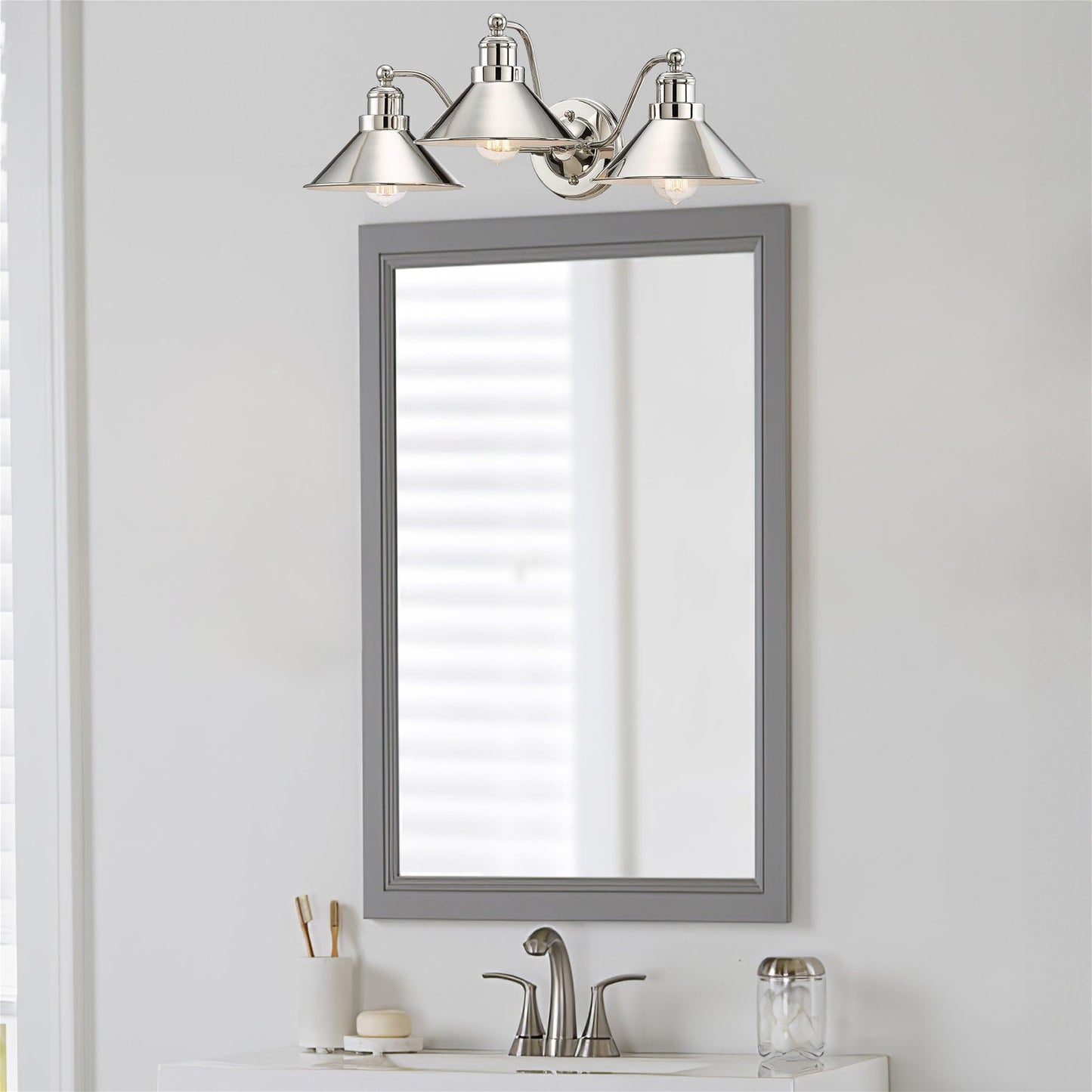 Kira Home Welton 3-Light Bathroom Light, 25.5 Polished Nickel, Metal, Modern Farmhouse Vanity Fixture, Model Rv-Wb4833-Pn