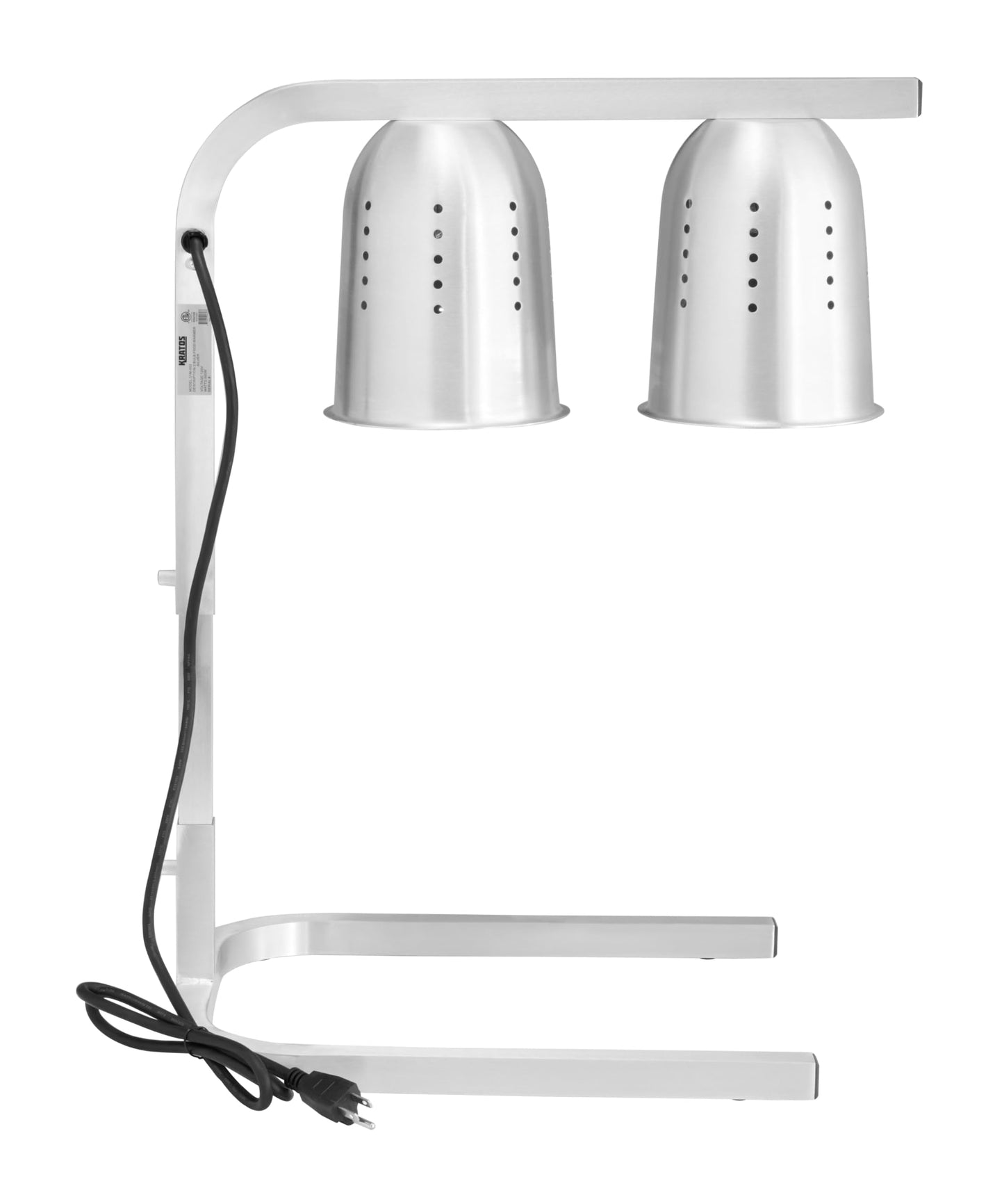 Kratos Commercial Bulb Warmer, Two Bulb Heat Lamp for Food, Silver, 120V, 500 Watts, Countertop Electric Food Warmer for Restaurants (31M-003)