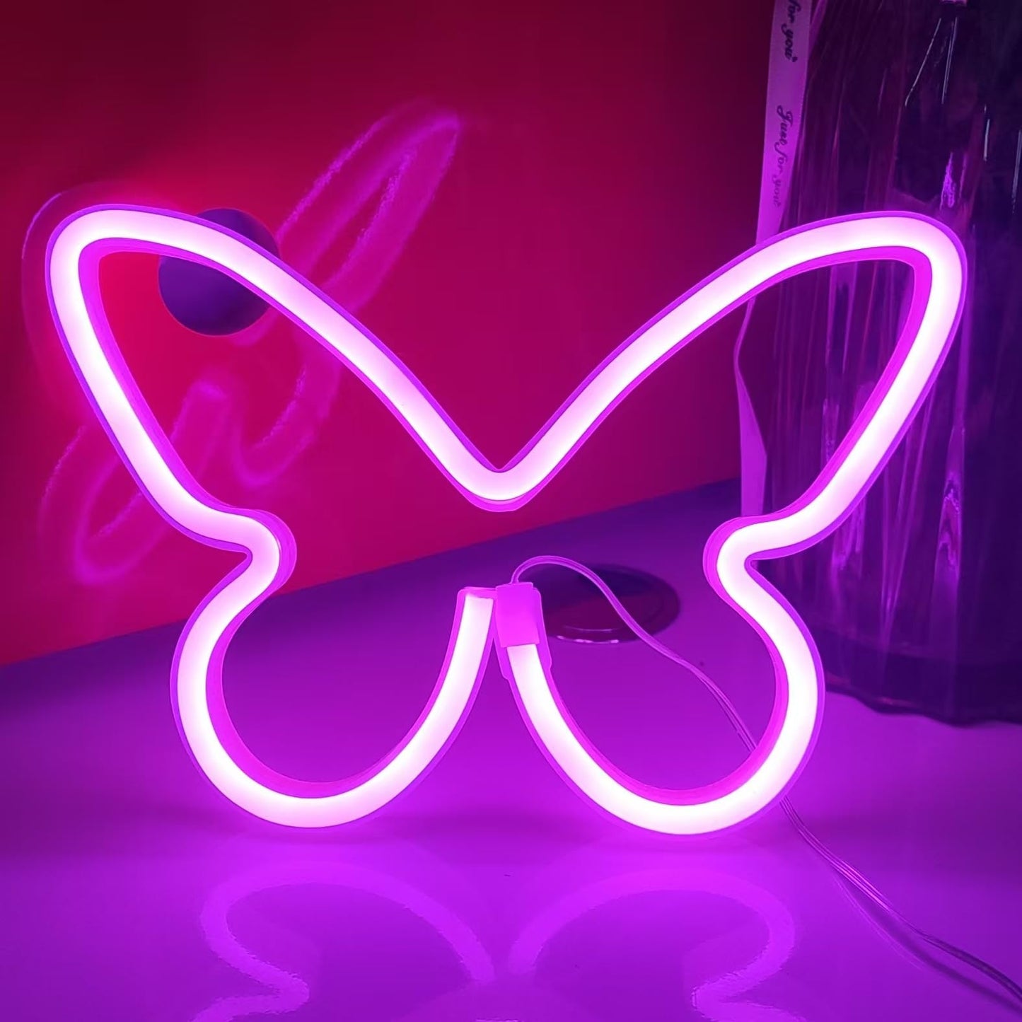 Jywj Butterfly Neon Sign - Pink Led Table Decoration, Usb/Battery Powered, Model Jy-Bf-Pk01, Perfect For Bedroom And Events