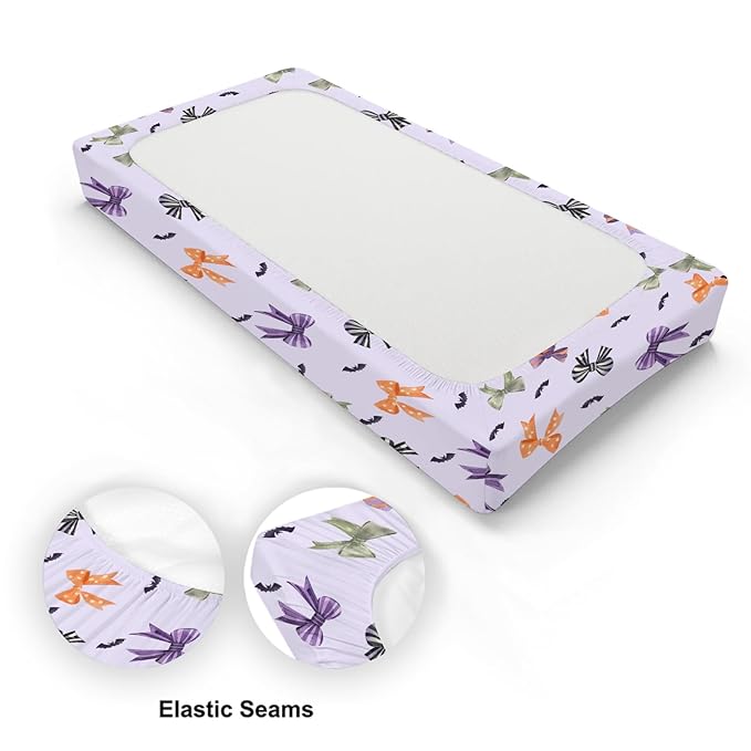 Halloween Bows Pattern Baby Changing Pad Cover, Unisex Fall Winter Holiday Nursery Diaper Changing Table Pad Mat Sheet for Boys Girls-16x32