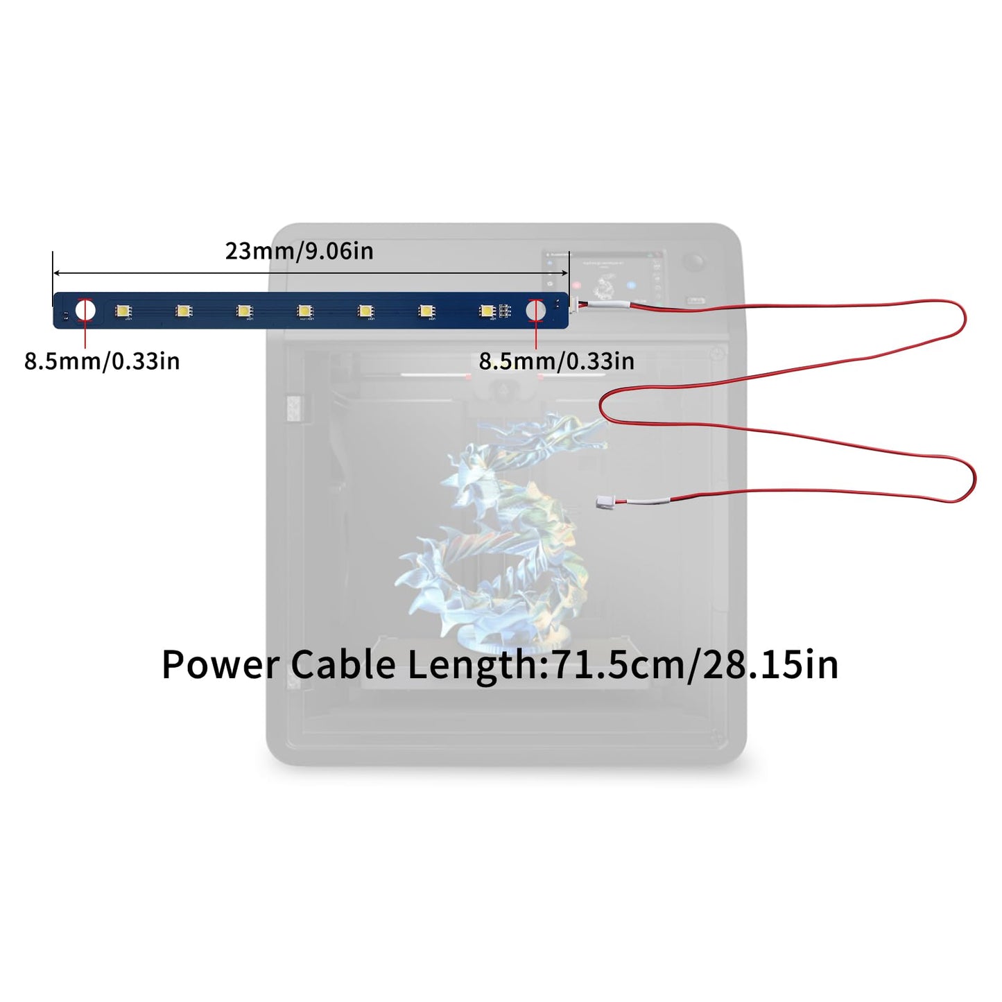 Imdinnogo 3D Printer Accessories Adventuer 5M/ 5M Pro 24V LED Light Board Replacement: 7Pcs Lamp Beads with Cable Flexible Bright Cold White Lighting Strip - Increased AD5M Chamber Brightness