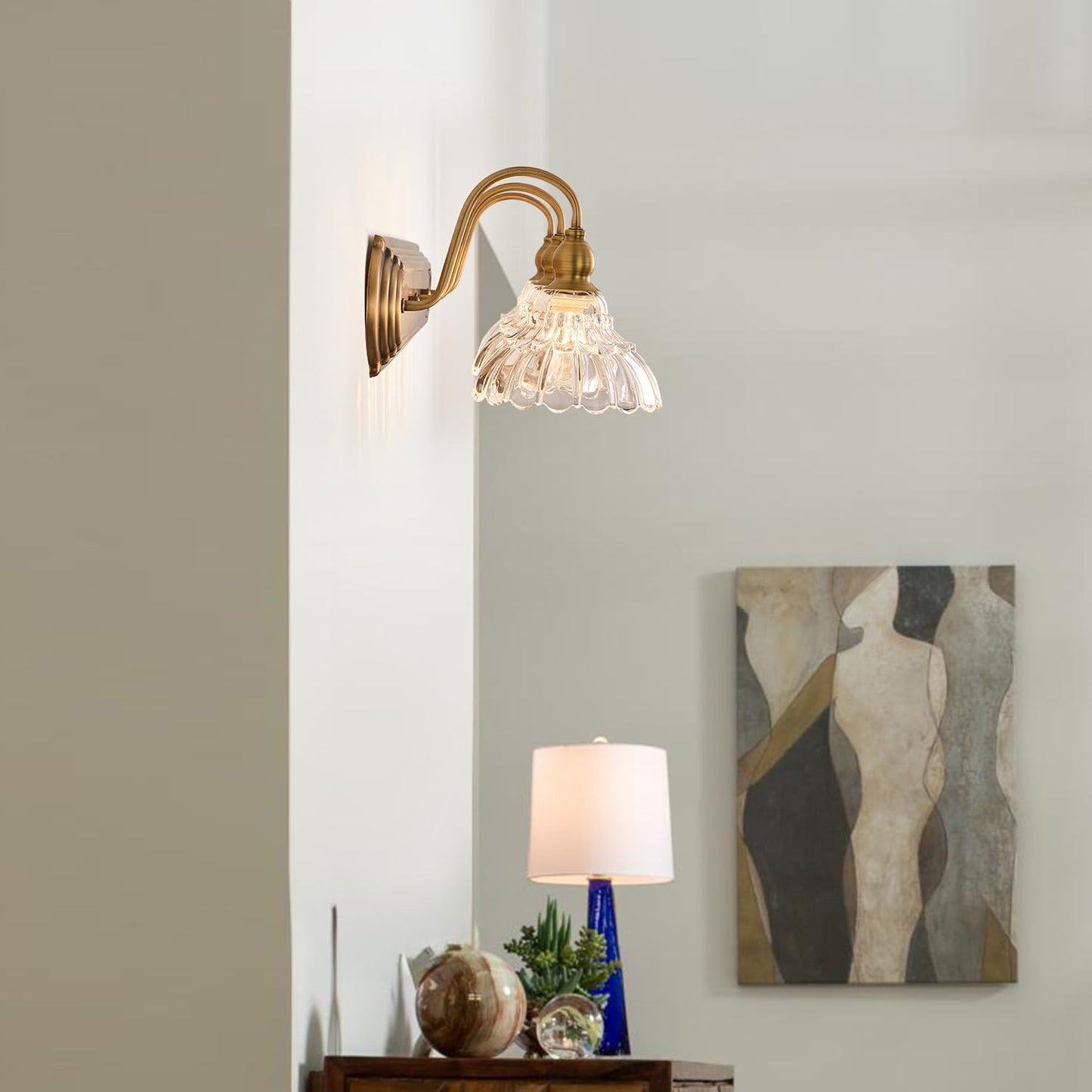 Tlolgt Vintage 3-Light Bathroom Vanity Lighting Fixtures Modern Wall Sconces Brass Glass Retro Vanity Light For Bedroom  Bathroom  Doorway  Farmhouse  Hallway