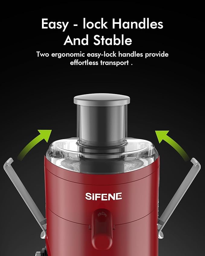 SIFENE Compact Centrifugal & Masticating Juicer, Efficient 3-Speed Fruit & Vegetable Extractor, Easy to Clean, BPA-Free, Dishwasher Safe Parts, Ideal for Daily Fresh Juice at Home, Light Red
