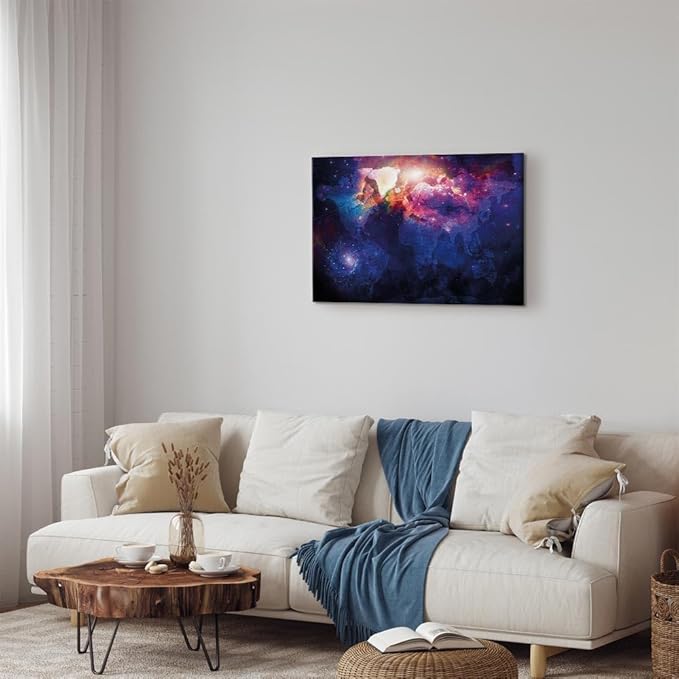 artgeist Canvas Wall Art Print Abstract World Map 35x24 in - 1pcs Home Decor Framed Stretched Picture Photo Painting Artwork Image - Country Map Map Cosmos Space k-C-0139-b-b