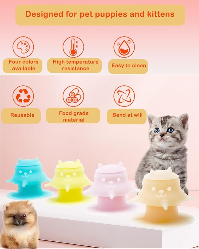 Puppy Bottles for Nursing Puppy Milk - 230ML Upgrade Puppy Feeder for Multiple Puppies, Kitten Bottle Feeding Kit,4 Nursing Nipples for Kittens,Puppies (Orange)