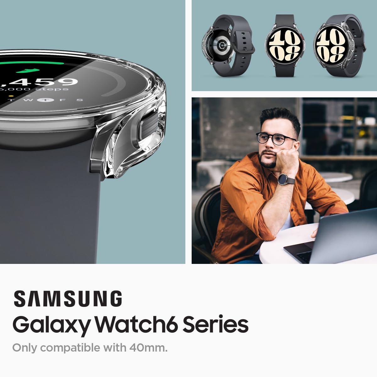 Spigen Ultra Hybrid Designed For Samsung Galaxy Watch 6 40Mm Case Scratch-Resistant Overall Protective Cover With Screen Protect