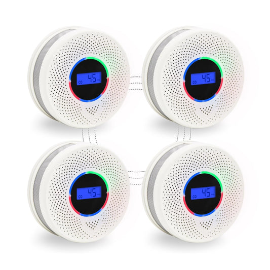 10-Year Battery Wireless Interconnected Smoke and Carbon Monoxide Detector, Smart Interlink Smoke CO Alarm with Digital Display, Fire and CO Combo Alarm for Home (4 Pack)