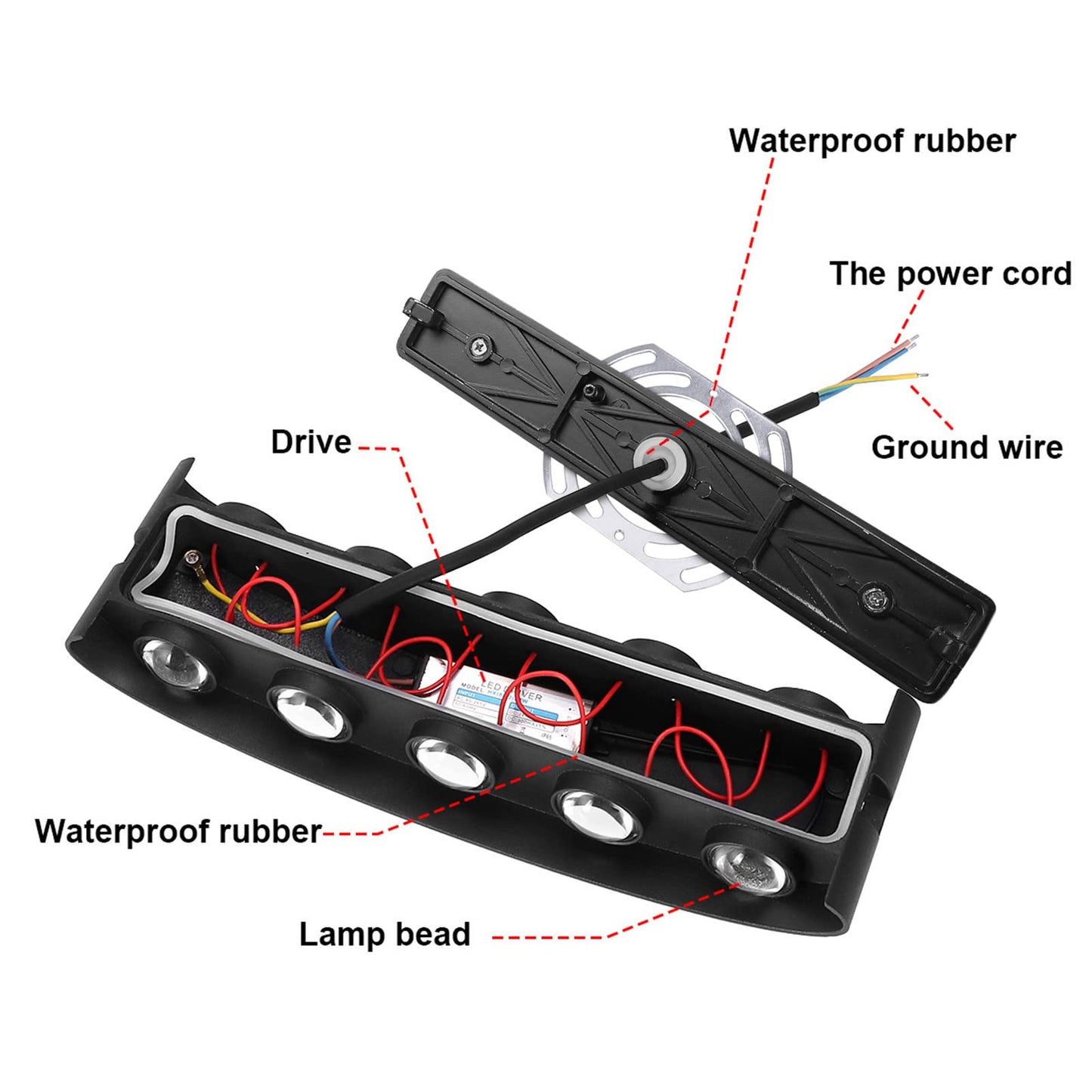 Kawell 10W Waterproof LED Wall Sconce, Aluminum Up Down Light, Matte Black, Model 33-AU578-BK-CW, Indoor/Outdoor Use