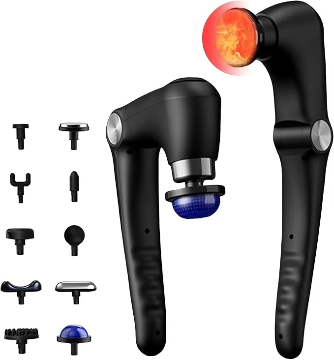 JOYSUWERUN Massage Gun with 10 Replacement Heads, Massage Gun with Heat, Back Massager for Pain Relief Deep Tissue, Massag...