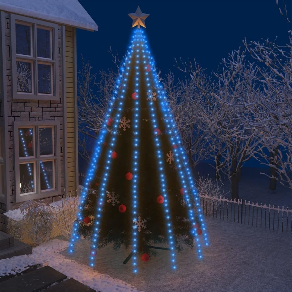 vidaXL Blue LED Tree Lights, 500 LEDs, 196.9in Tall, Water-Resistant, USB Powered, 8 Effects, Indoor/Outdoor