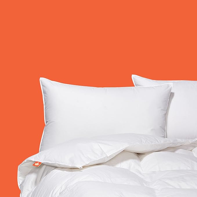 Canadian Down & Feather Co. – Medium 625 Fill Power White Down Sleeping Pillow Standard Size - 500 Thread Count Shell 100% Cotton - Made in Canada