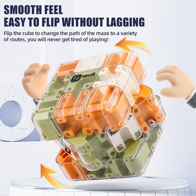 Large Labyrinth 3D Puzzle Maze Cube, 3D Magic Cube Maze Ball Puzzle, Engaging Brain Teaser Magic Cube, Handheld Fidget Game for Anxiety Relief (A-1PCS)
