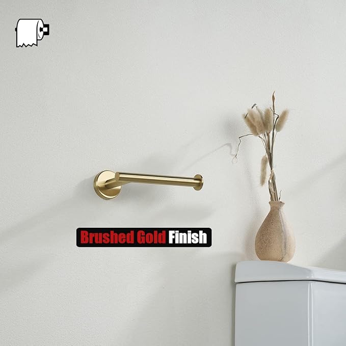 JQK Gold Toilet Paper Holder, 5 Inch Tissue Paper Dispenser, 304 Stainless Steel Thick 0.8mm Wall Mount, Brushed Brass, TPH120-BG