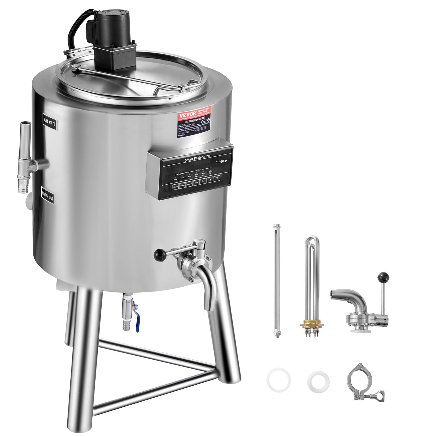 Vevor Milk Pasteurizer 50L, Commercial Milk Pasteurization Machine, Food Grade 304 Stainless Steel, Professional Pasteurization