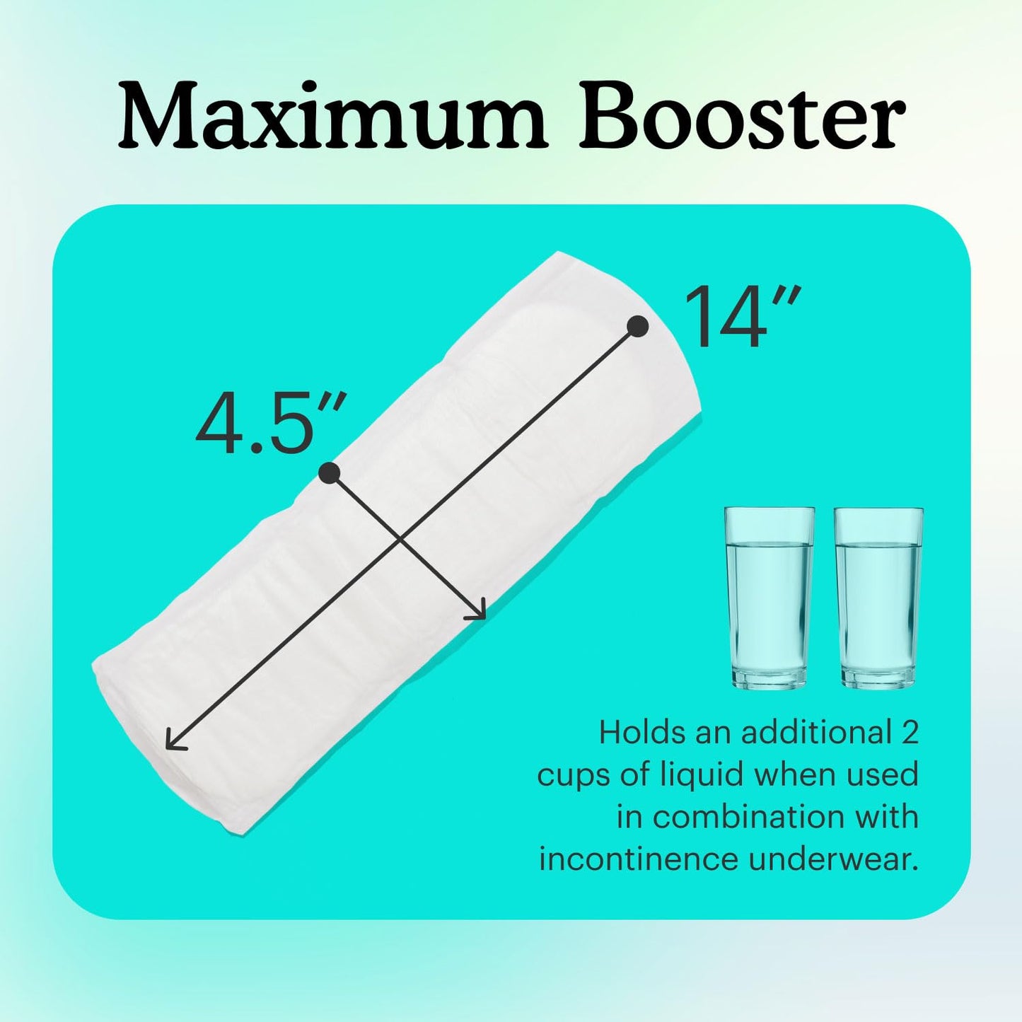 Because Maximum Incontinence Booster Pads, Adult Diaper Doubler Adds 2 Cups of Extra Absorbency, Discreet, Soft Leak Protection for Men & Women, Fits Inside Disposable Underwear, 60 Count