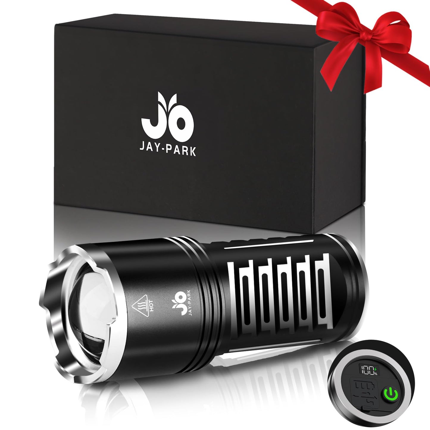 Jay-Park Led Flashlights High Lumens - 10000 Lm  Built-In 10800Mah Rechargeable Battery And Lcd Power Display  5 Lighting Modes  Zoomable  For Home  Emergency