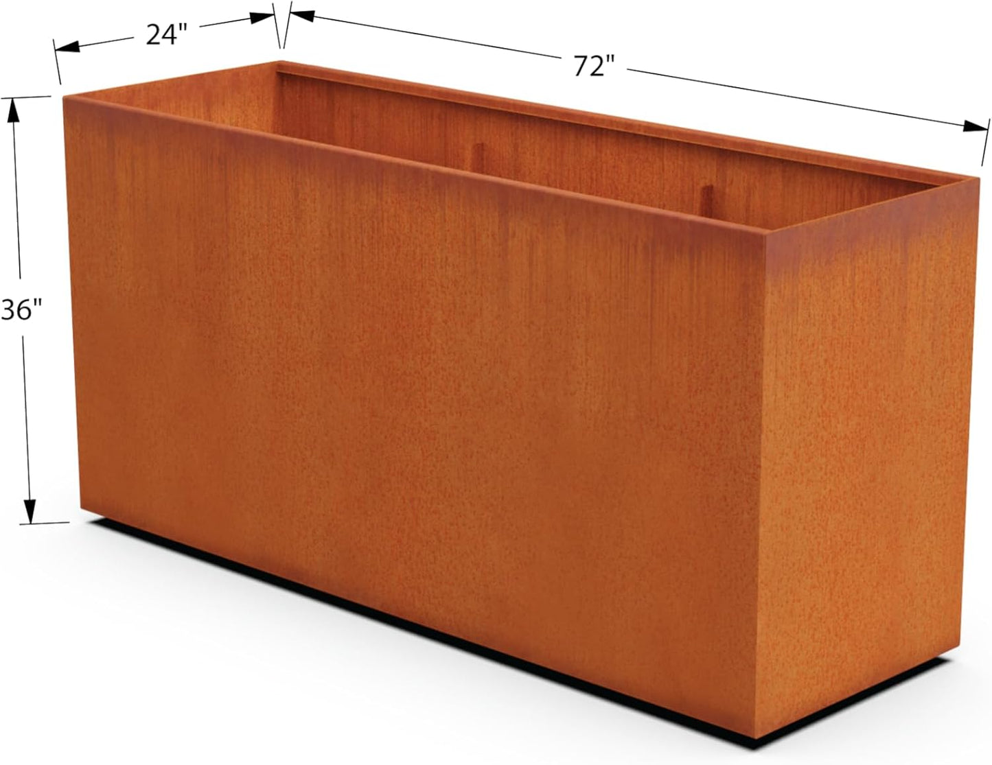 Extra Large Planters Outdoor - 72x24x36 Corten Steel Planter, Large Rectangular Planters for Outdoor Plants, Heavy Gauge Metal Planter Box for Garden & Patio Privacy