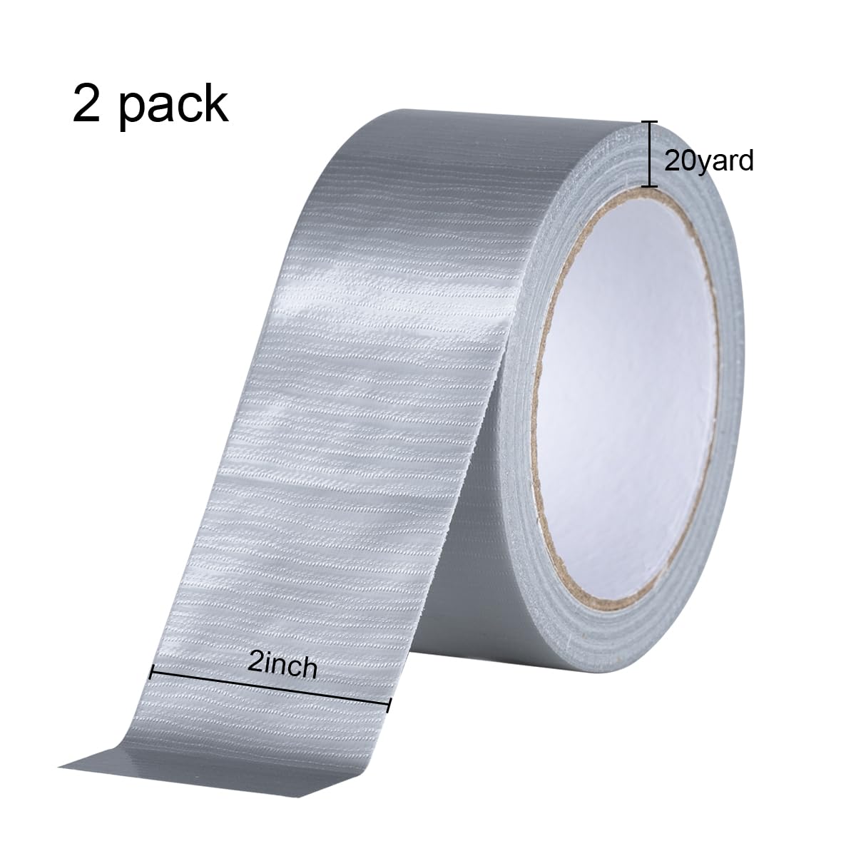 XUXU 2 Pack Silver Duct Tape Heavy Duty Waterproof, Strong Adhesive for Indoor Outdoor Repairs, 40 Yards x 2 Inch Total
