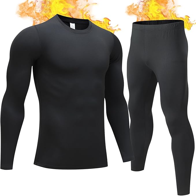 TEEPIRE Mens Thermal Underwear Set with Lightweight Ultra Soft Fleece Lined,Long John Set, Skiing Base Layer