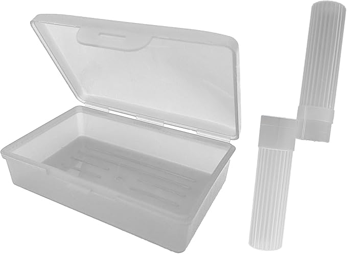 White Toothbrush Covers & Soap Box Set - Matching Colors - Tooth Brush Cover Cap, Soap Dish Travel, Soap Dish Holder Travel - Plastic Portable Set with Cover