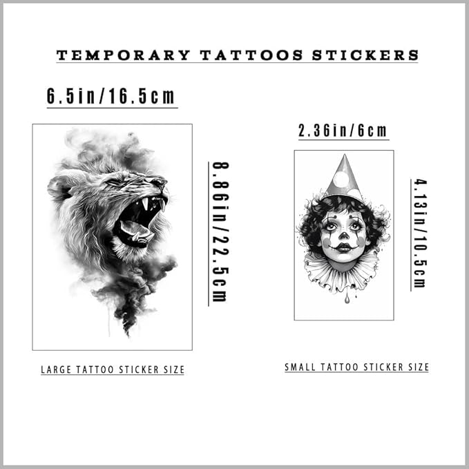 DONGZISHANGDIAN Temporary Tattoos | This set of 76 haunting tattoo stickers is perfect for Halloween, featuring dark elements and totems. For various parties and cosplay. Unisex, bold, trendsetting.