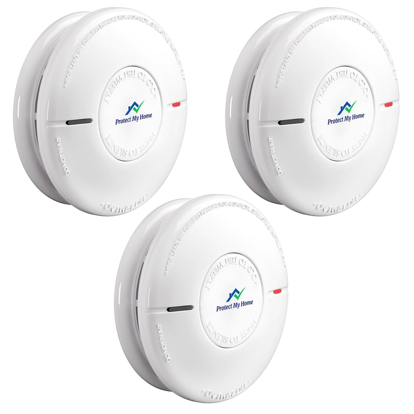 Protect My Home Smoke and Carbon Monoxide Detector Combo - CO & Smoke Alarm System with Hush Function, Self-Test Button, 10-Year Built-in Battery - Easy to Install, for Home & Office