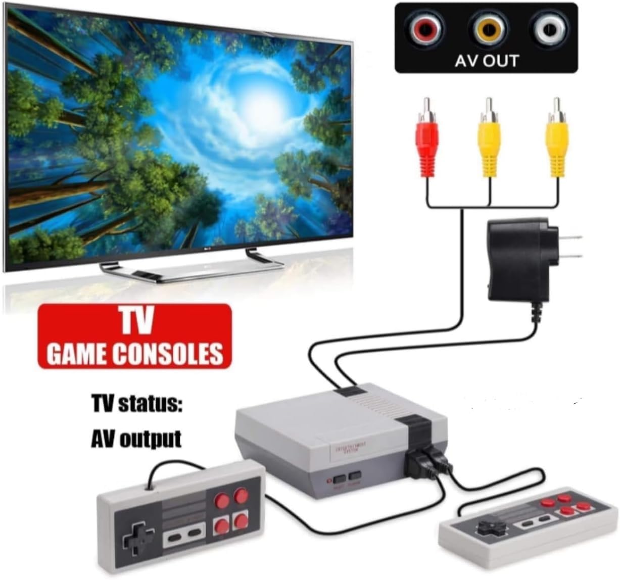 Biloxi 620 Retro Game Console, 8-Bit Classic Mini Video Game Consoles Built-in with 620 Games and 2 Controllers for Christmas Birthday Gifts- HDMI and AV Output