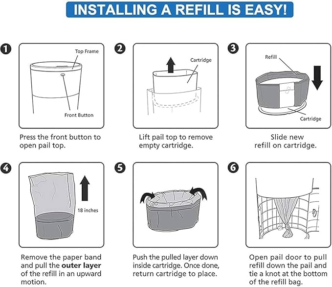 Adult Diaper Liner Refills, Compatible with Janibell Akord 280 Slim Model Pail, Odor-Seal Technology, Adult Diaper System, A Single Liner Pack Will Last Holds Up to 550 Diapers/Briefs, 4-Pack