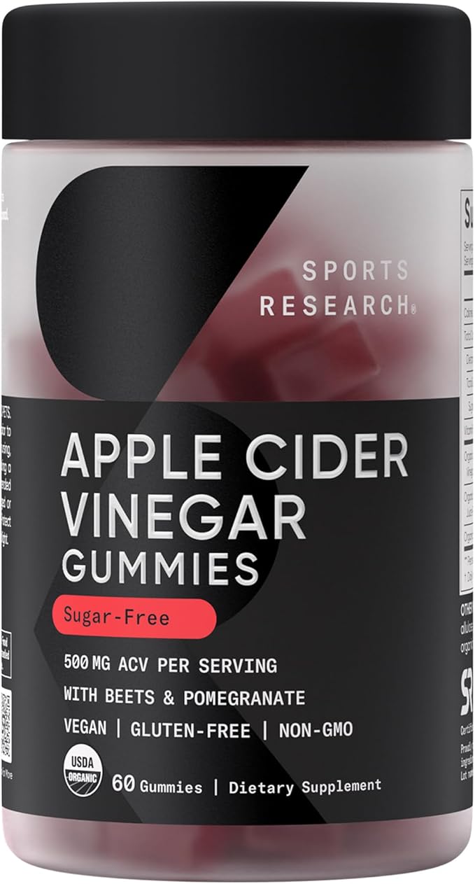 Organic Apple Cider Vinegar Gummies with The Mother - USDA Organic, Vegan Certified & Non-GMO Verified (60 Vegan Gummies)