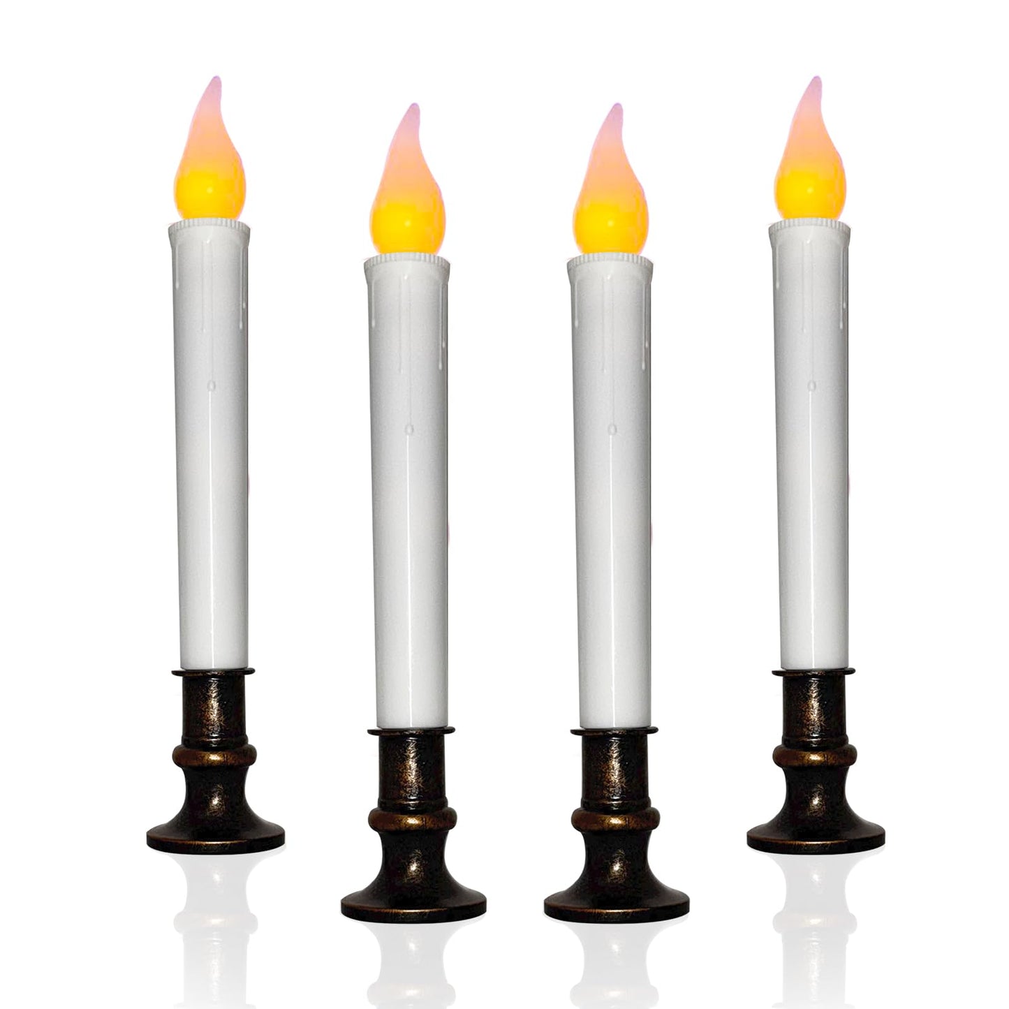 4 Pcs Christmas Window Candles with Timer, 9 LED Battery Operated Window Candle Lights with Flickering Flameless Flame, LED Cand