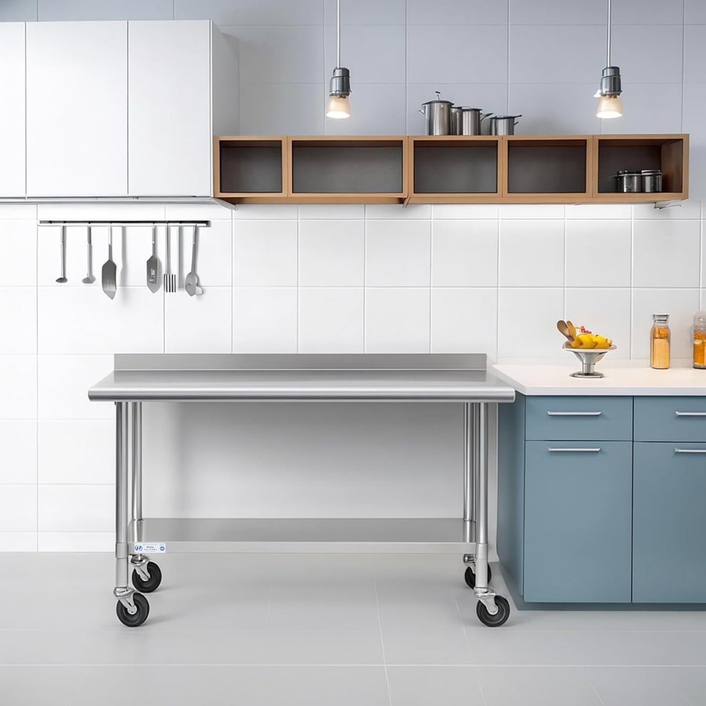 Hally Stainless Steel Table for Prep & Work 24 x 30 Inches with Caster Wheels, NSF Commercial Heavy Duty Table with Undershelf and Backsplash for Restaurant, Home and Hotel
