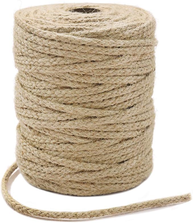 Tenn Well Jute Twine, 200Feet 3.5mm Braided Jute Rope, Natural Twine String for Crafts, Gift Wrapping, Gardening, Recyclin...
