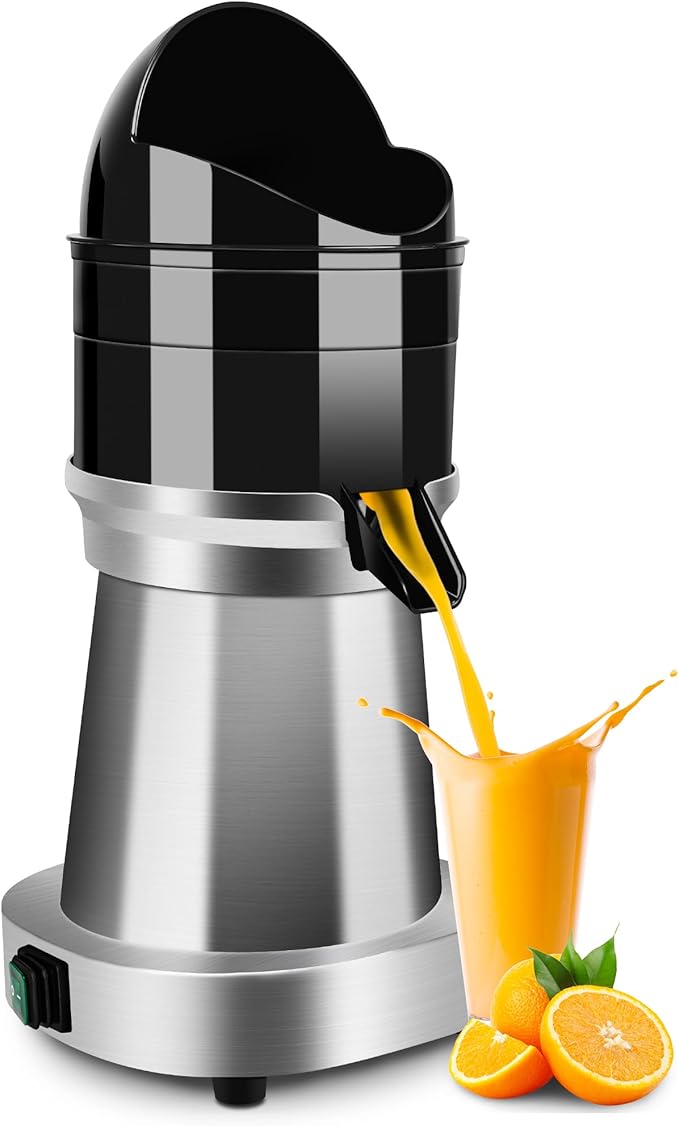 YUANHAO Commercial Stainless Steel Electric Citrus Juicer - 120V, 1400 RPM