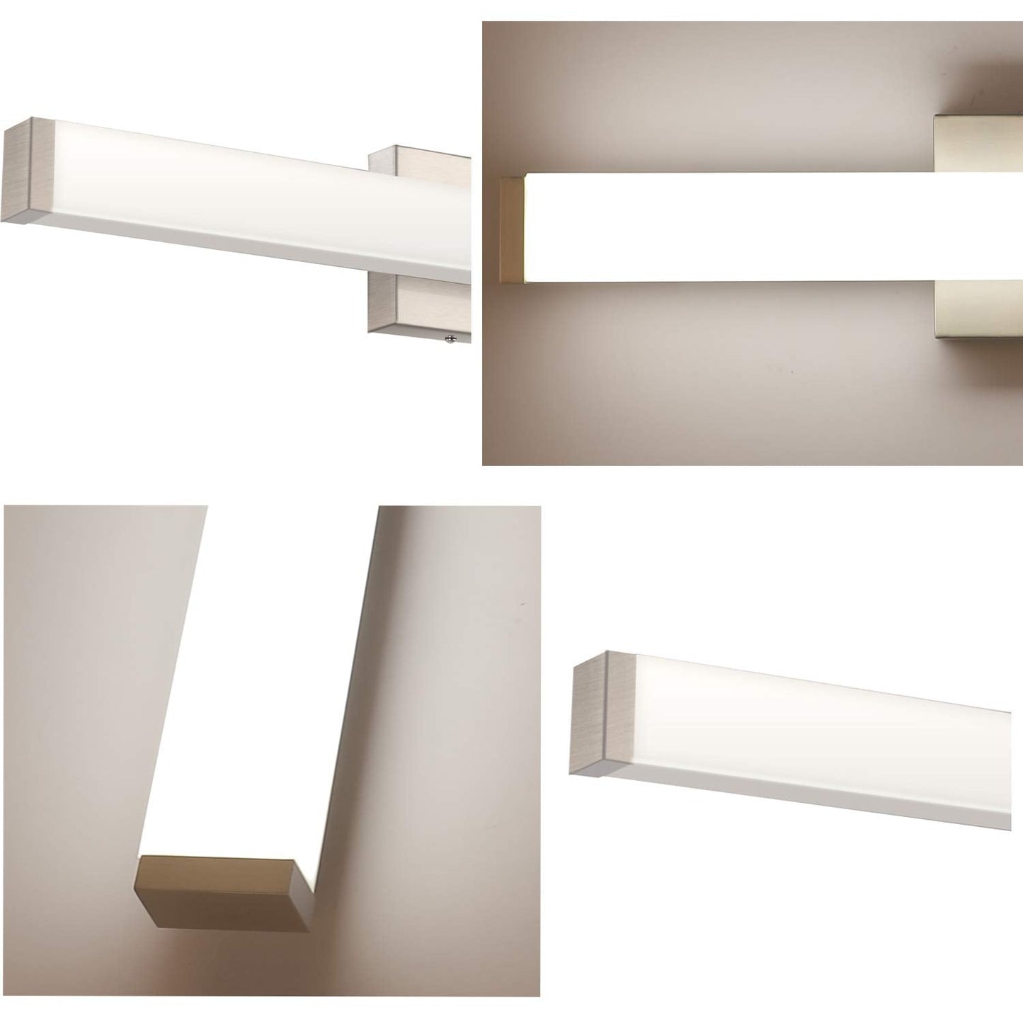 YHTlaeh Bathroom Vanity Light 24 inch 14W LED Brushed Nickel Wall Bar Over Mirror, Model 7610, Acrylic/Stainless Steel