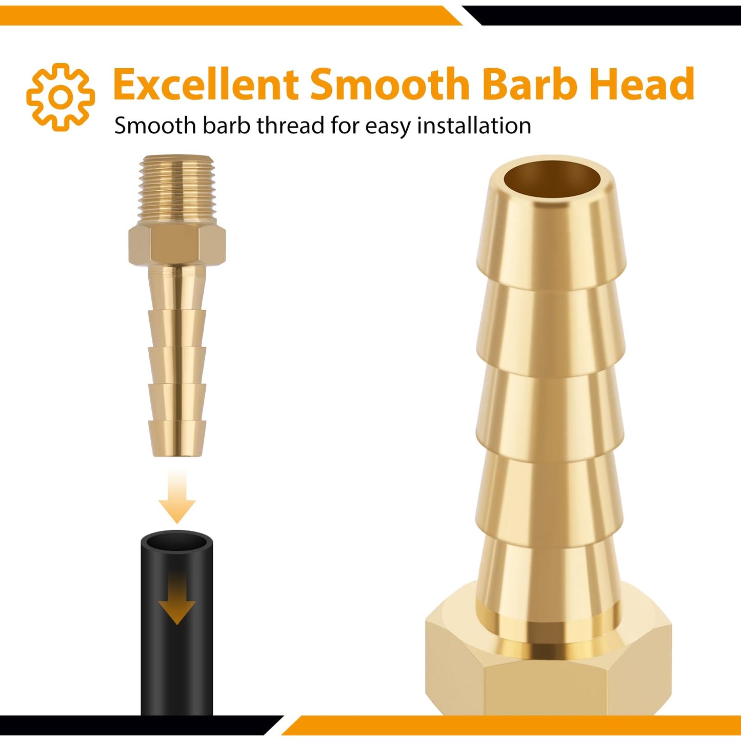 KOOTANS 4pcs Brass Hose Barb Fittings 1/4" Hose Barb to 1/8 NPT Male Thread Air Hose Fittings Brass Quick Coupler Air M Type Adapter Connector Fitting