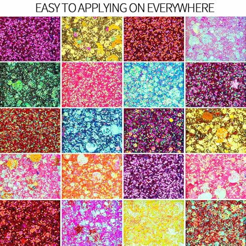 FANDAMEI 40 Colors Face Glitter, Face Paint Glitter Gel - Face Glitter for Women Girls, No Glue Needed, Multi-Purpose Glit...