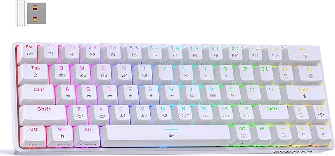 DIERYA DK63 60% Wireless Mechanical Gaming Keyboard | Bluetooth/2.4G/Wired | RGB Backlit | Anti-Ghosting Compact 63-Keys M...