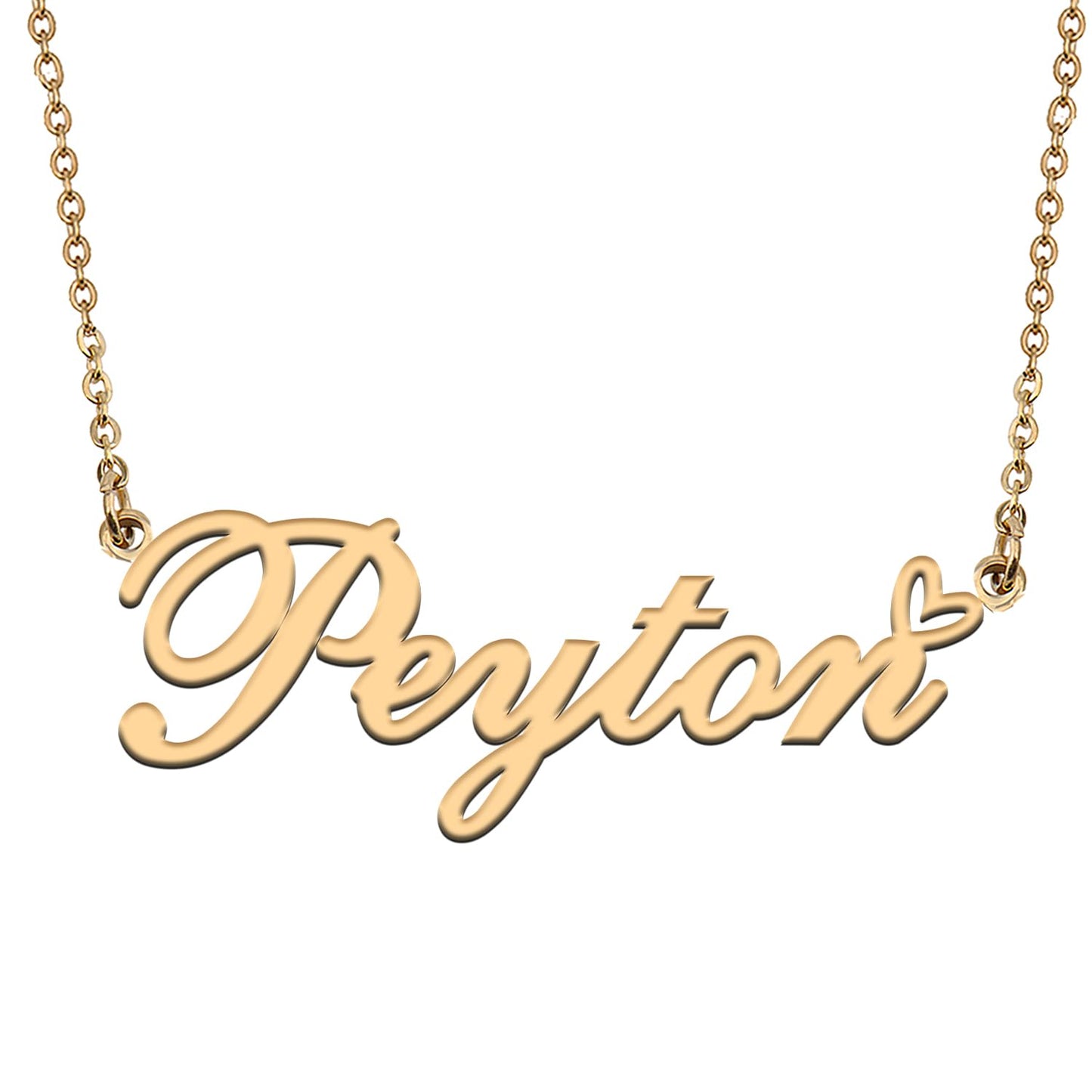 HUAN XUN Peyton Name Necklace for Women 18k Plate Nameplate Custom Necklaces Charm Stainless Steel Jewelry Gifts for Family