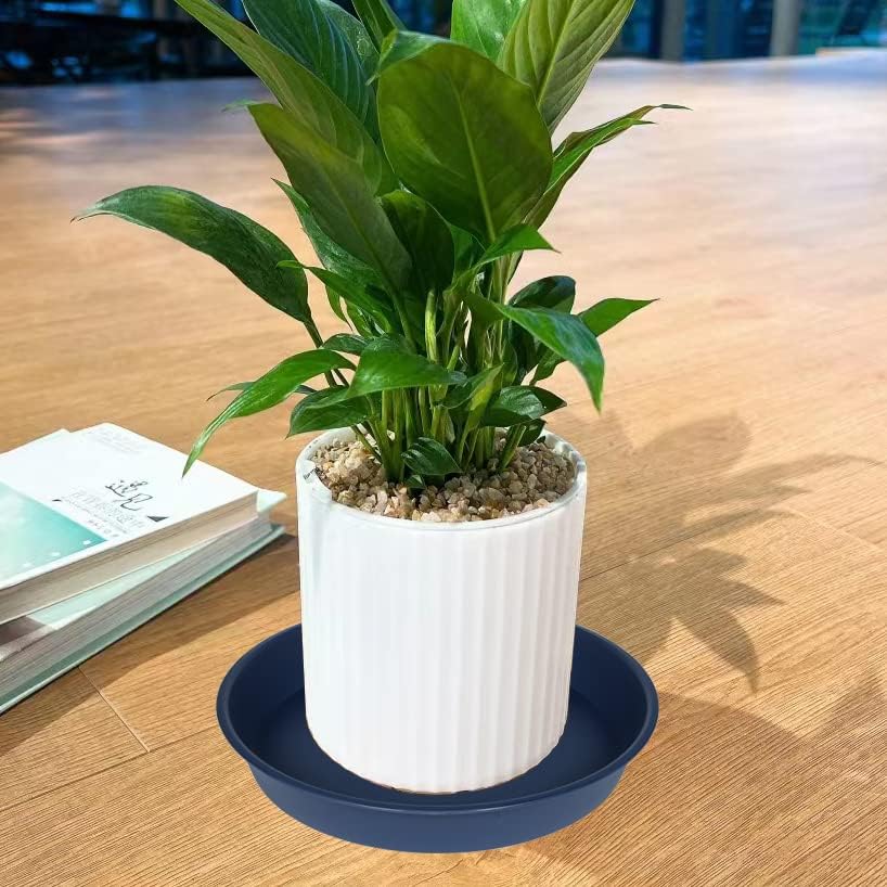 4 Pack of 16 inch Plant Saucer, Heavy Duty Round Plant Trays for Pots, Bird Bath Bowls, Plastic Plant Water Tray, Flower Plant Saucers for Indoors (16", Blue)