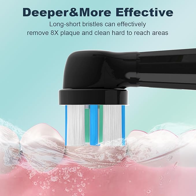 6PCS iO Replacement Heads Compatible with Oral B iO Electric Toothbrush,Compatible with Oral B iO Series 2/3/4/5/6/7/8/9/10,Premium Bristles for Deep Cleaning&Gentle Care,Black